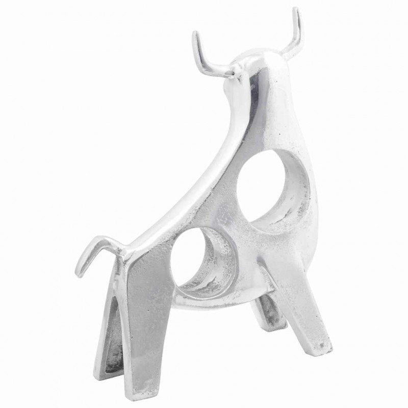 Rzeźba byka Srebrny 22 x 9.5 x 34 cm Aluminium