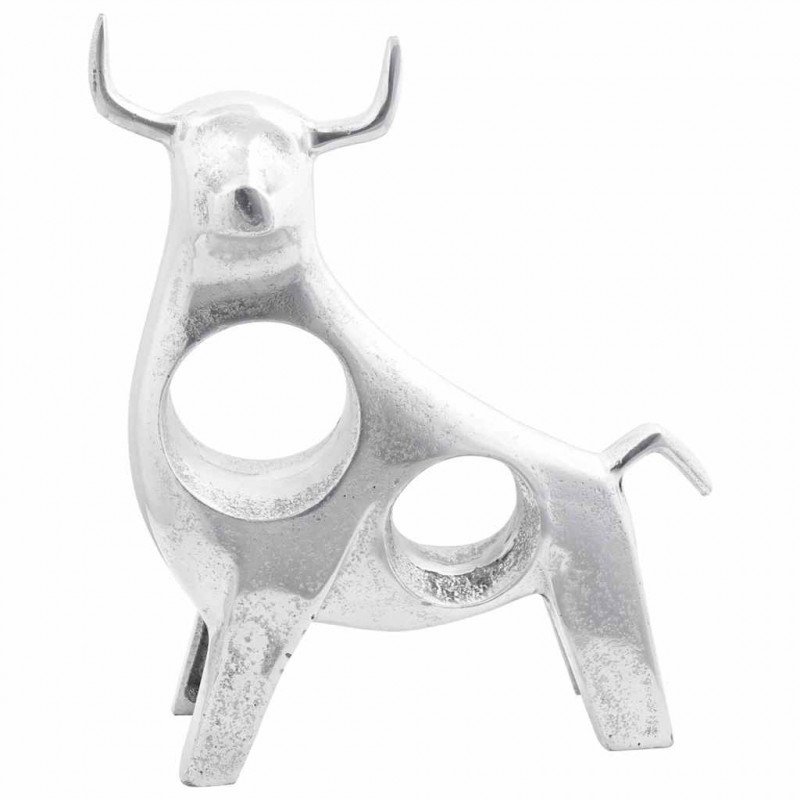 Rzeźba byka Srebrny 22 x 9.5 x 34 cm Aluminium