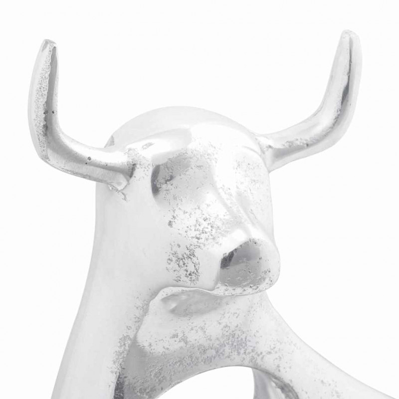 Rzeźba byka Srebrny 22 x 9.5 x 34 cm Aluminium