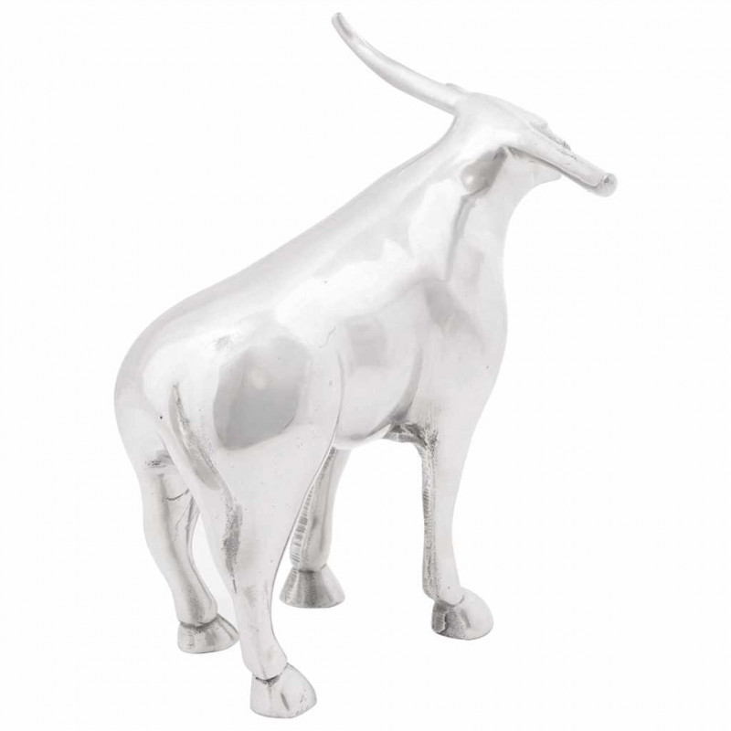 Rzeźba byka Srebrny 20 x 17 x 23 cm Aluminium