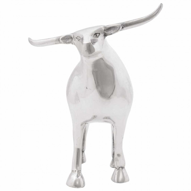 Rzeźba byka Srebrny 20 x 17 x 23 cm Aluminium