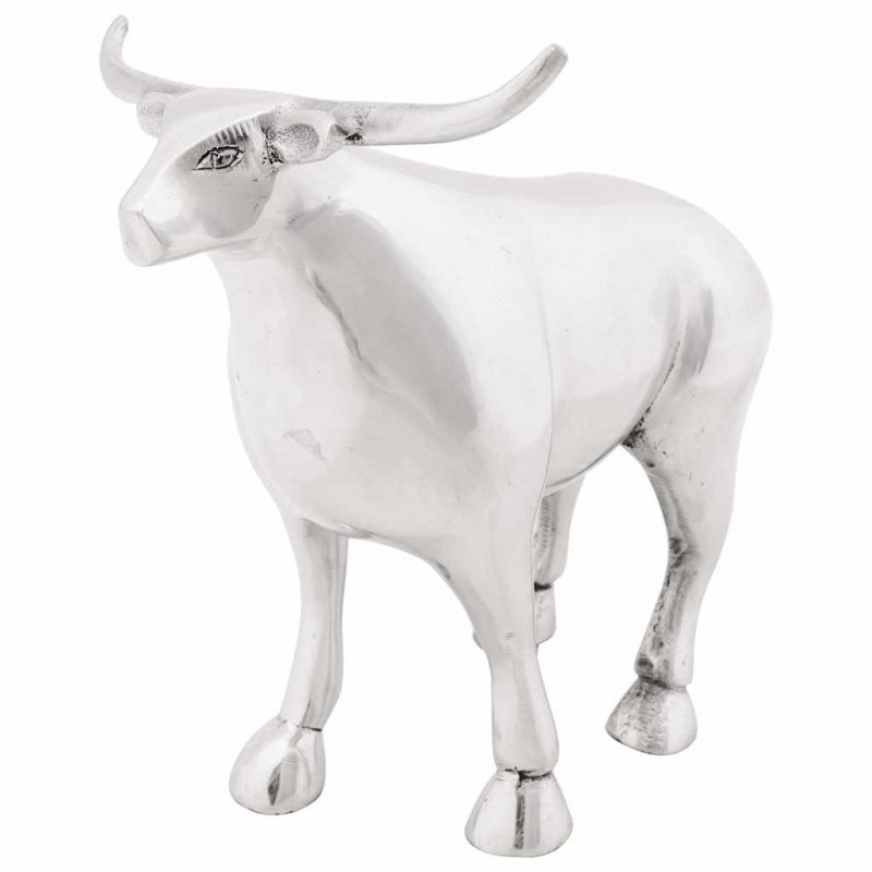 Rzeźba byka Srebrny 20 x 17 x 23 cm Aluminium