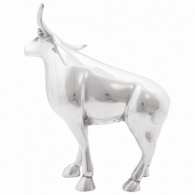 Rzeźba byka Srebrny 20 x 17 x 23 cm Aluminium