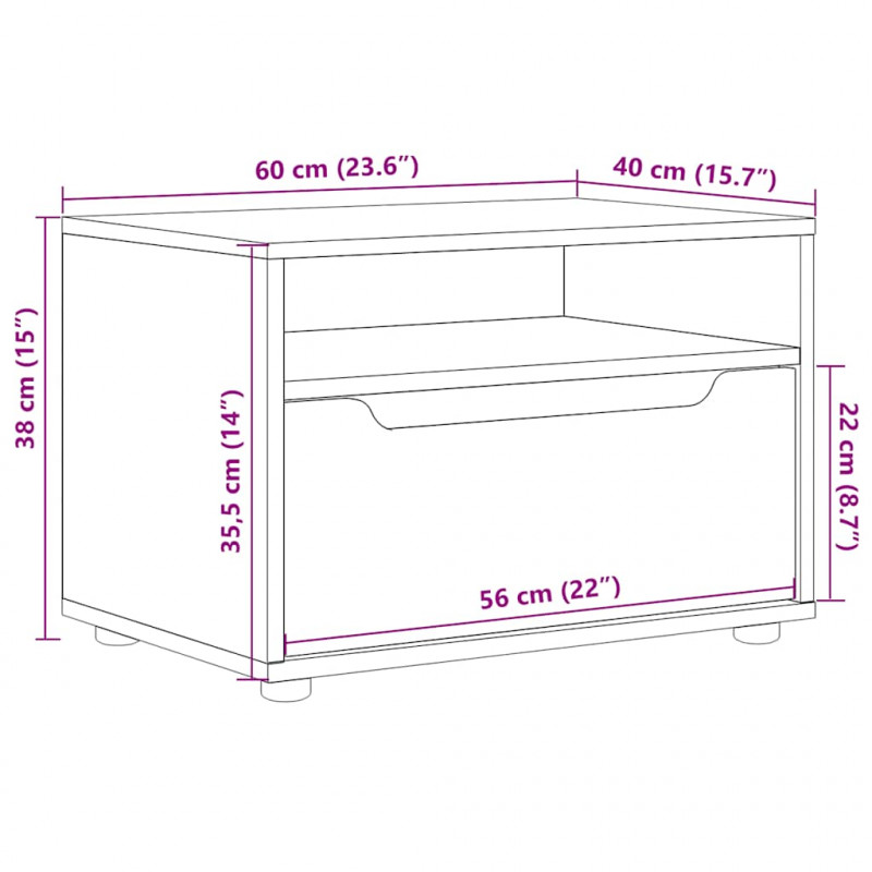 Szafka RTV "VISNES" Betonowa Szara 60x40x38 cm Drewno klejone