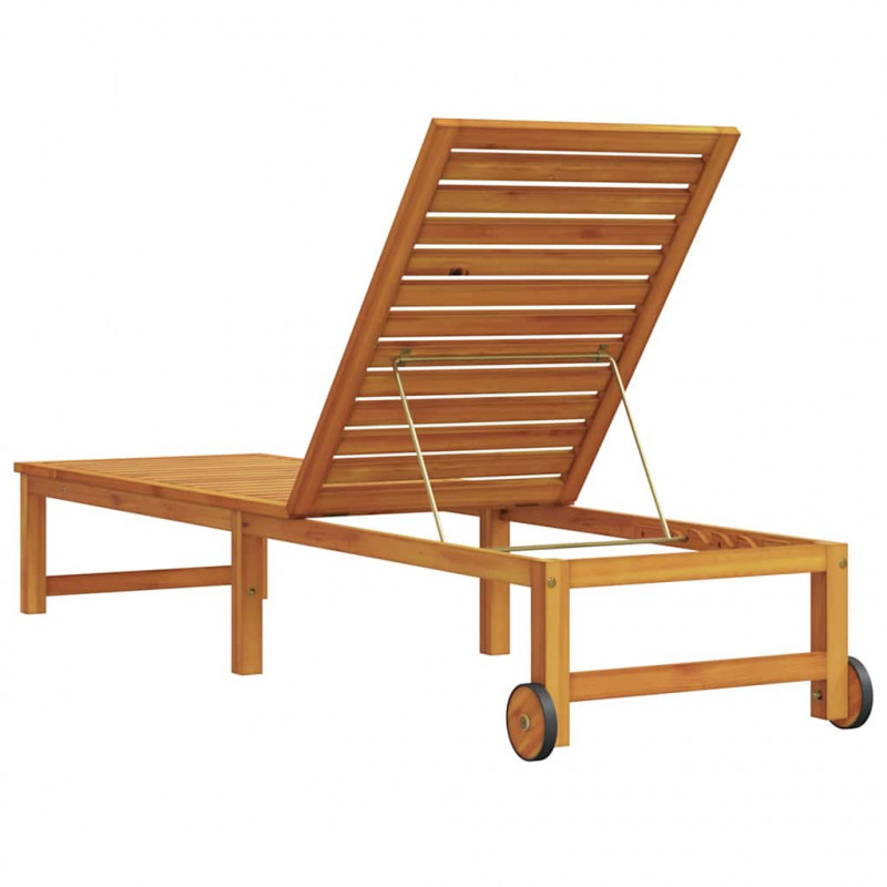 Leżak Brązowy 202 x 53 x 89 cm Lite Drewno Akacji