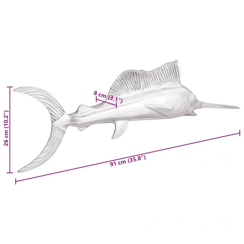 Rzeźba Srebrny 91 x 8 x 26 cm Aluminium