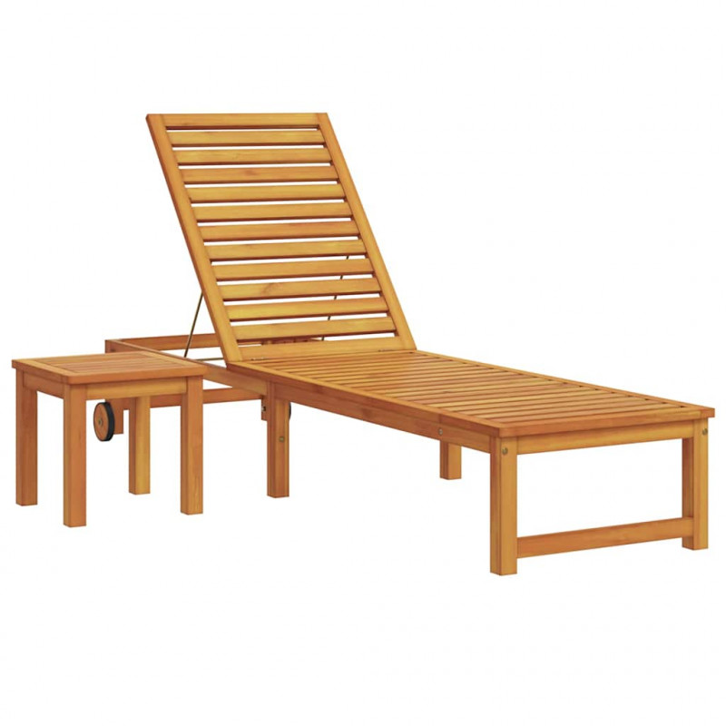 Leżak Brązowy 202 x 53 x 89 cm Lite Drewno Akacji