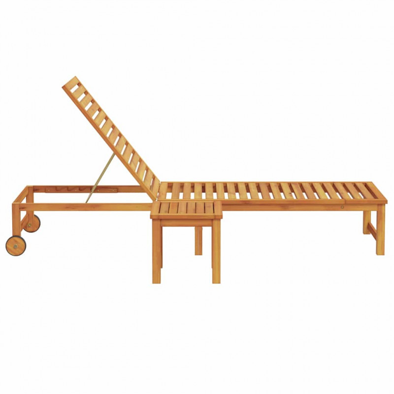 Leżak Brązowy 202 x 53 x 89 cm Lite Drewno Akacji