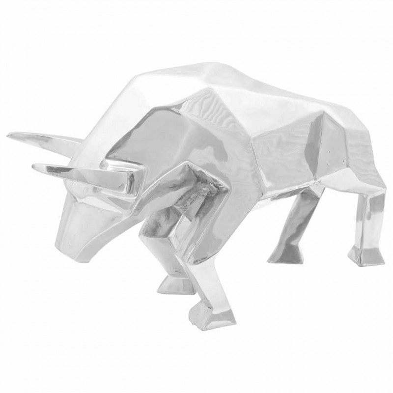 Rzeźba byka Srebrny 74 x 23 x 30 cm Aluminium