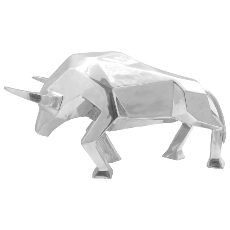 Rzeźba byka Srebrny 74 x 23 x 30 cm Aluminium