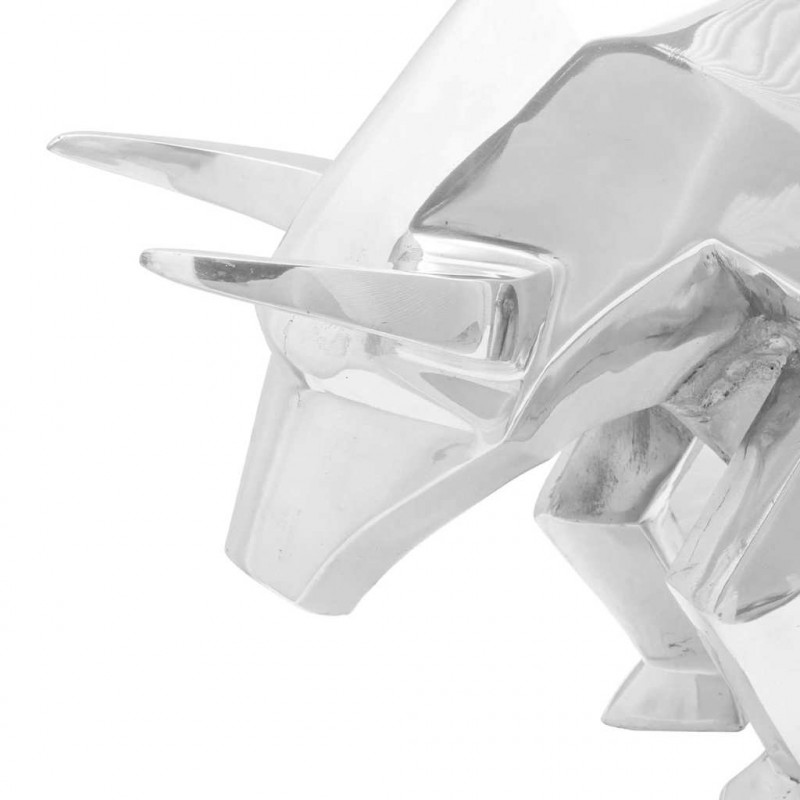 Rzeźba byka Srebrny 74 x 23 x 30 cm Aluminium