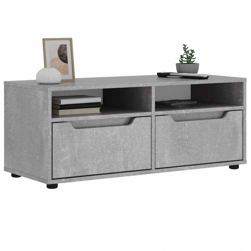 Szafka RTV "VISNES" Betonowa Szara 100x40x38 cm Drewno klejone