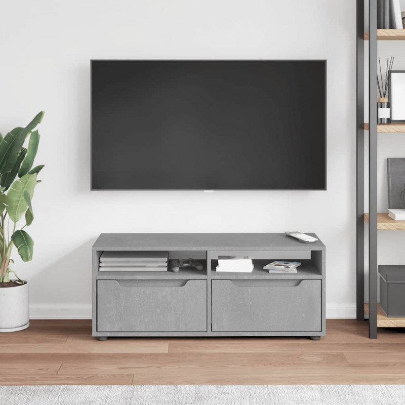 Szafka RTV "VISNES" Betonowa Szara 100x40x38 cm Drewno klejone