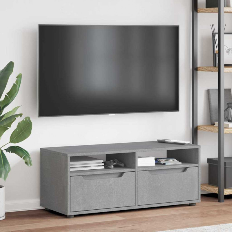 Szafka RTV "VISNES" Betonowa Szara 100x40x38 cm Drewno klejone