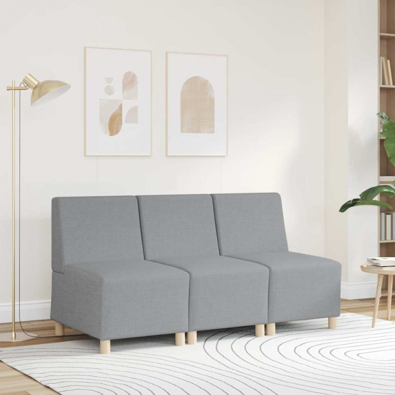 Modułowa sofa bez podłokietników, jasnoszara, 55 cm, materiał