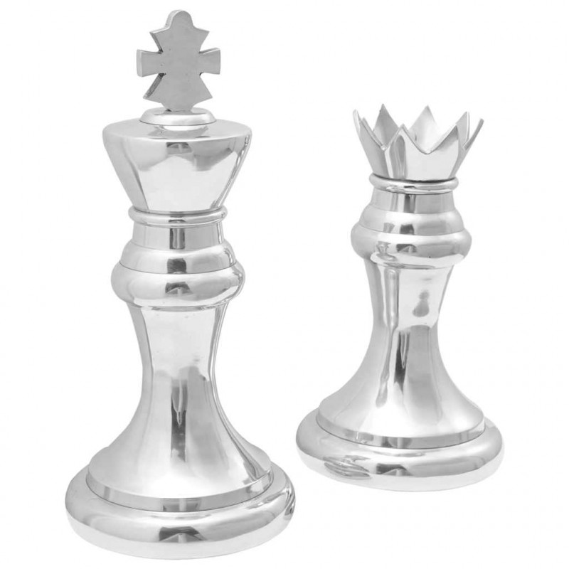 Rzeźby 2 pcs Srebrny 17 x 17 x 42 cm Aluminium