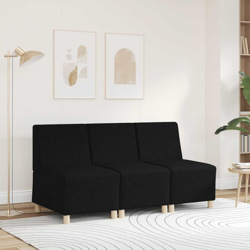 Modułowa sofa bez podłokietników, czarna, 55 cm, materiał