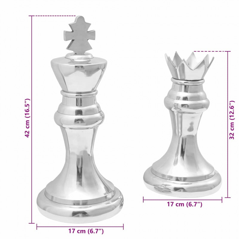 Rzeźby 2 pcs Srebrny 17 x 17 x 42 cm Aluminium