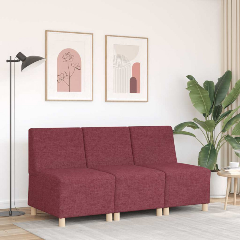Modułowa sofa bez podłokietników w kolorze czerwonego wina, 55 cm, tkanina