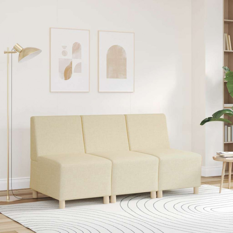 Modułowa sofa bez podłokietników Kremowa 55 cm Tkanina