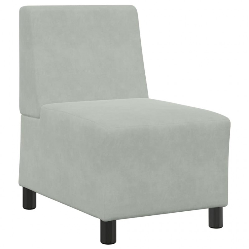 Modułowa sofa bez podłokietników Jasnoszara 55 cm Aksamit