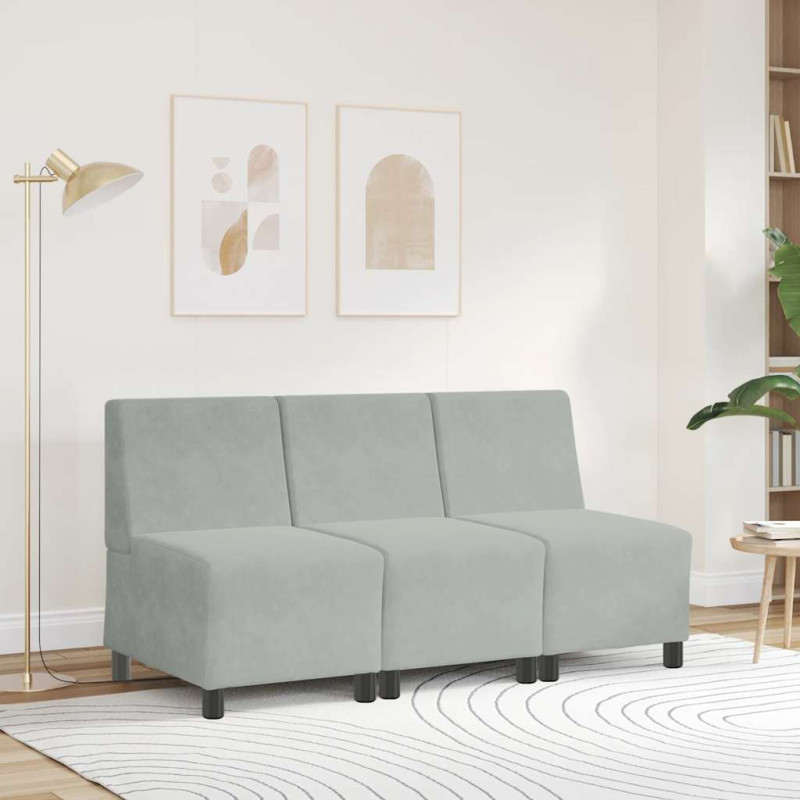 Modułowa sofa bez podłokietników Jasnoszara 55 cm Aksamit