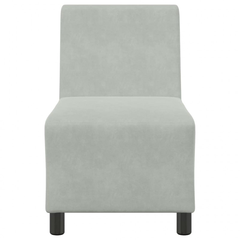 Modułowa sofa bez podłokietników Jasnoszara 55 cm Aksamit