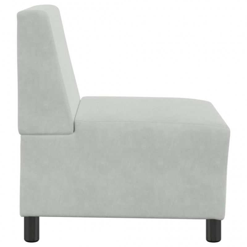Modułowa sofa bez podłokietników Jasnoszara 55 cm Aksamit
