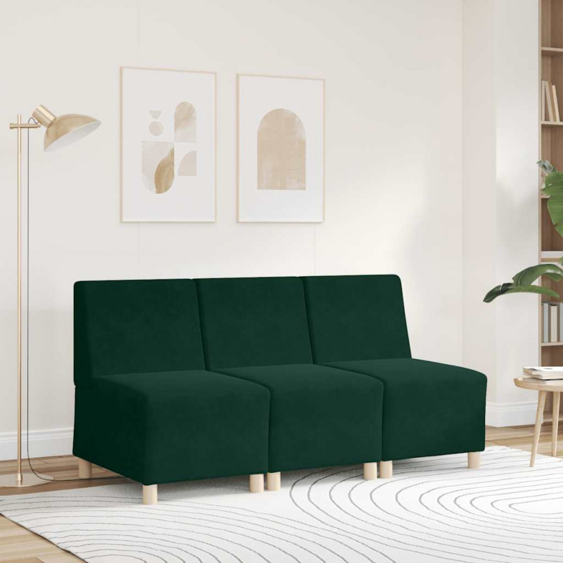 Modułowa sofa bez podłokietników Ciemnozielona 55 cm Aksamit