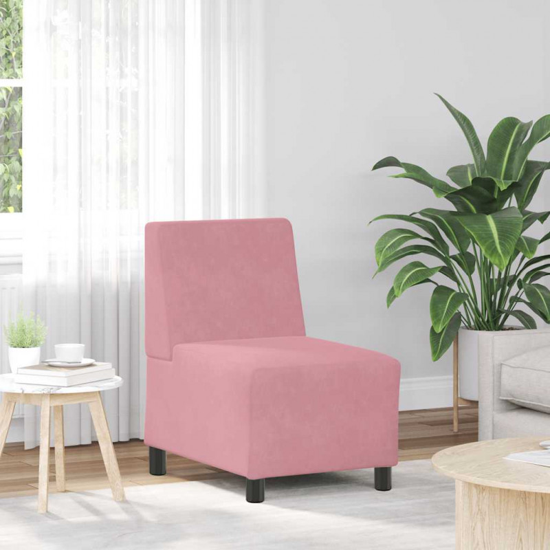 Modułowa sofa bez podłokietników, różowa, 55 cm, aksamitna