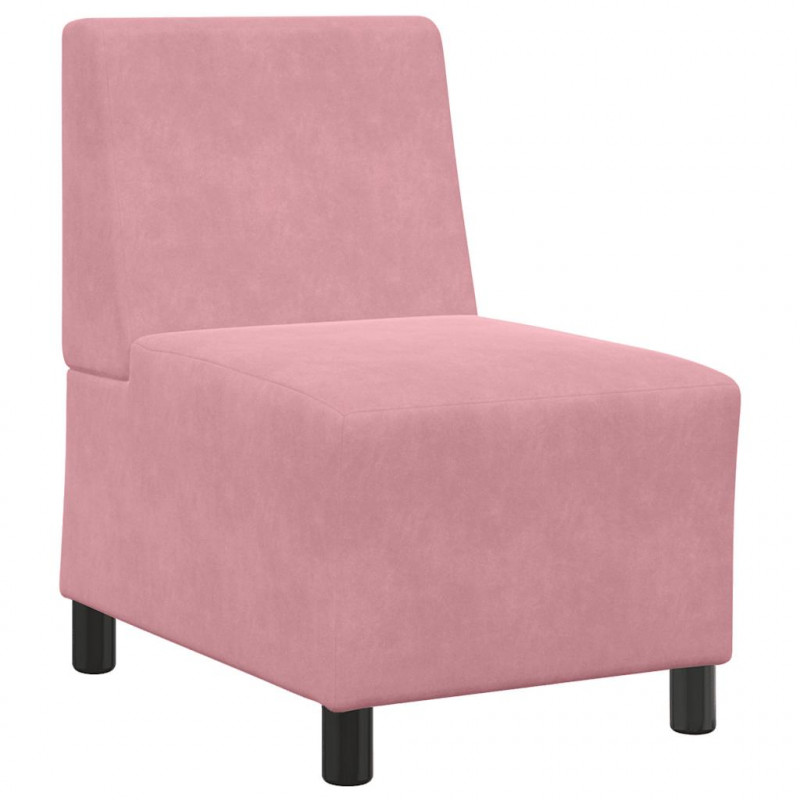 Modułowa sofa bez podłokietników, różowa, 55 cm, aksamitna