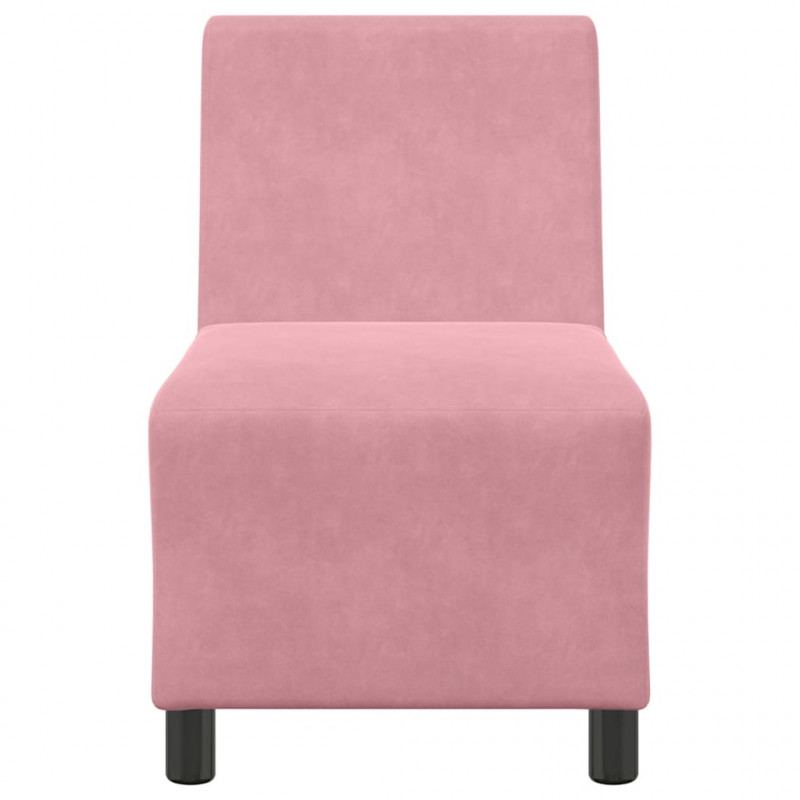 Modułowa sofa bez podłokietników, różowa, 55 cm, aksamitna