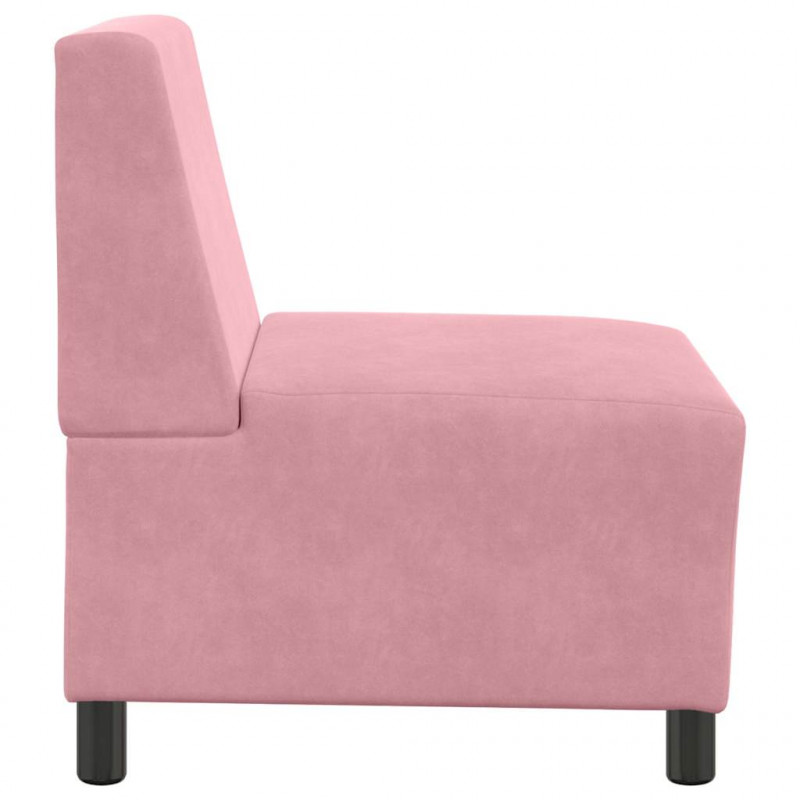 Modułowa sofa bez podłokietników, różowa, 55 cm, aksamitna