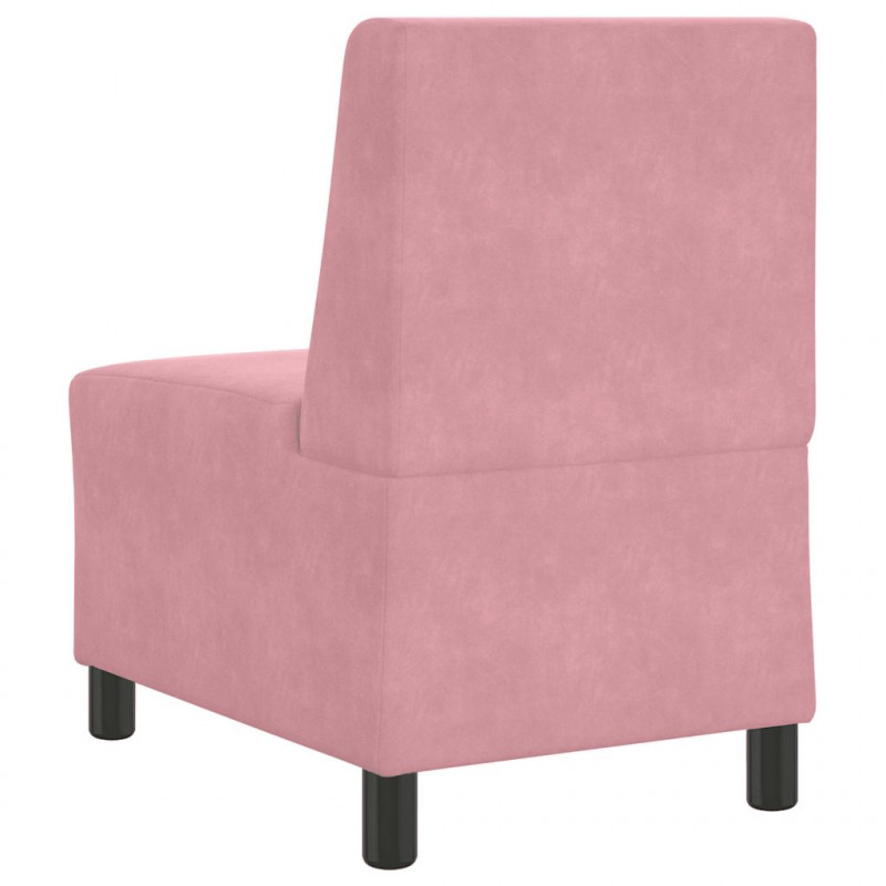 Modułowa sofa bez podłokietników, różowa, 55 cm, aksamitna