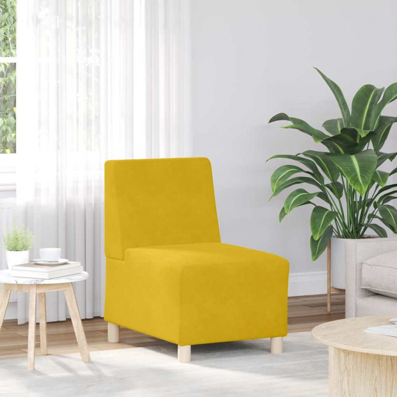 Modułowa sofa bez podłokietników, żółta, 55 cm, aksamitna
