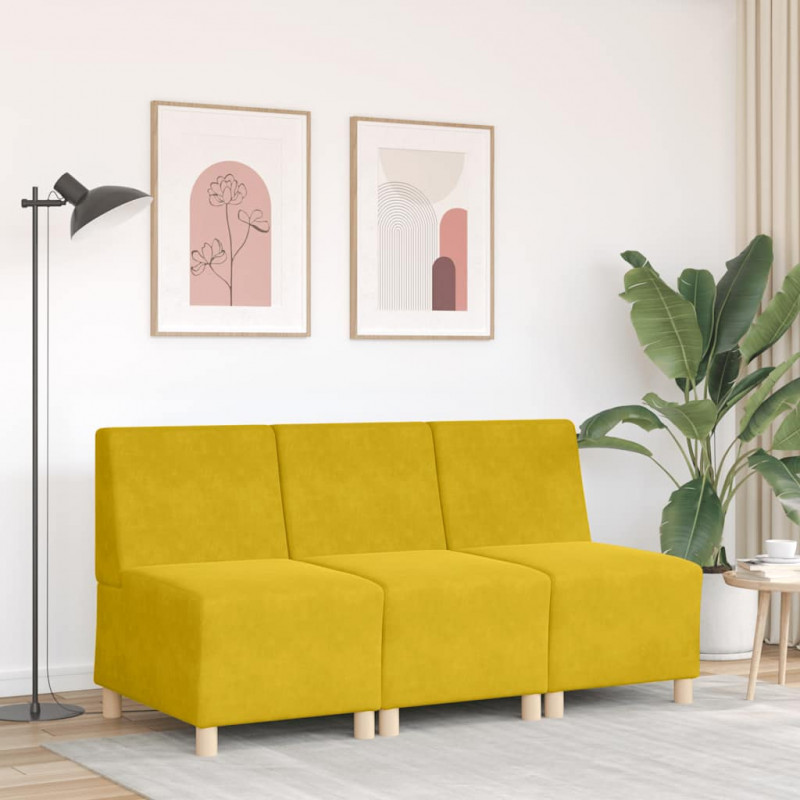 Modułowa sofa bez podłokietników, żółta, 55 cm, aksamitna