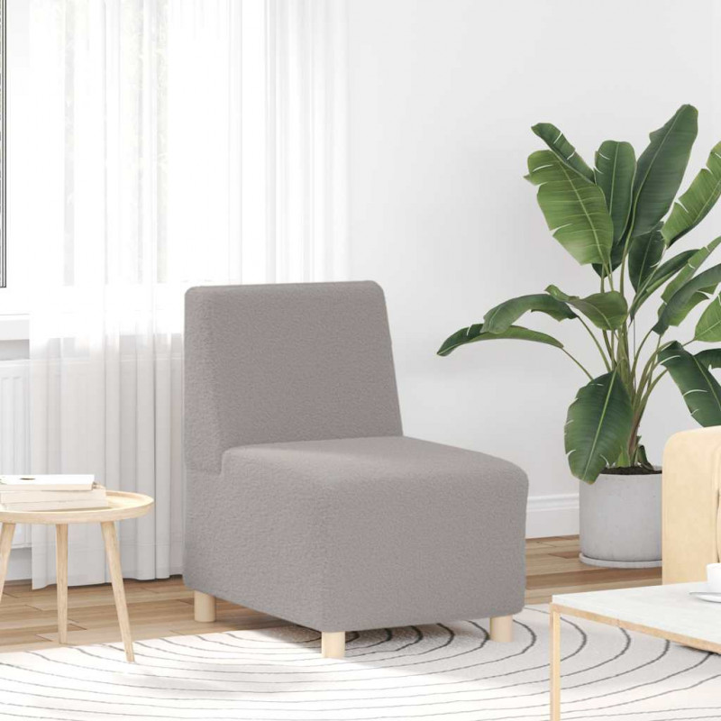 Modułowa sofa bez podłokietników, jasnoszara, 55 cm, kręcona, tkanina przypominająca wełnę