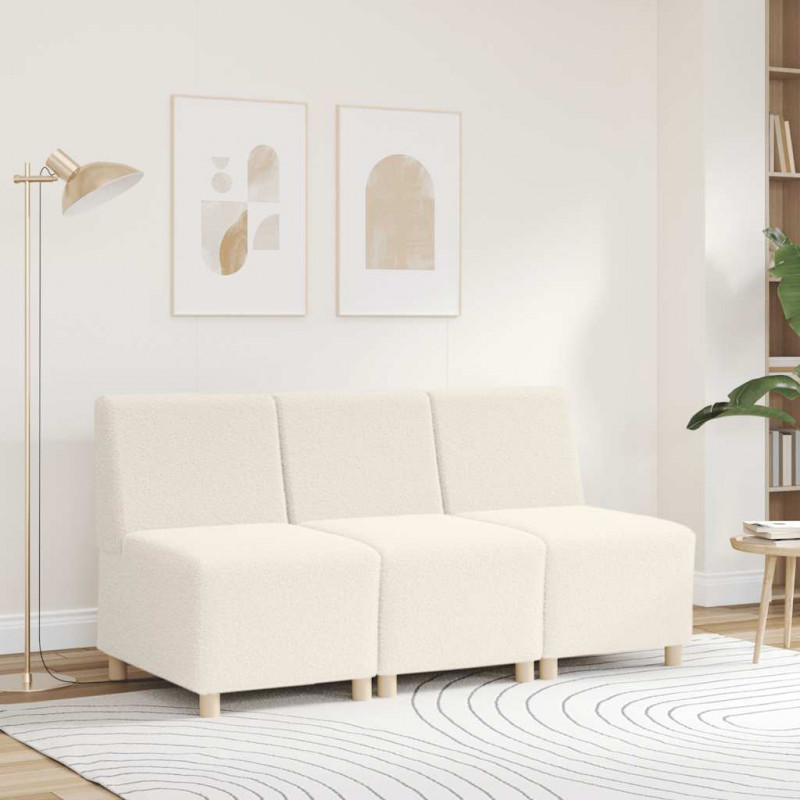 Modułowa sofa bez podłokietników Kremowa 55 cm Kręcona tkanina przypominająca wełnę