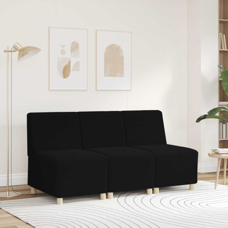 Modułowa sofa bez podłokietników, czarna, 55 cm, kręcona, tkanina przypominająca wełnę
