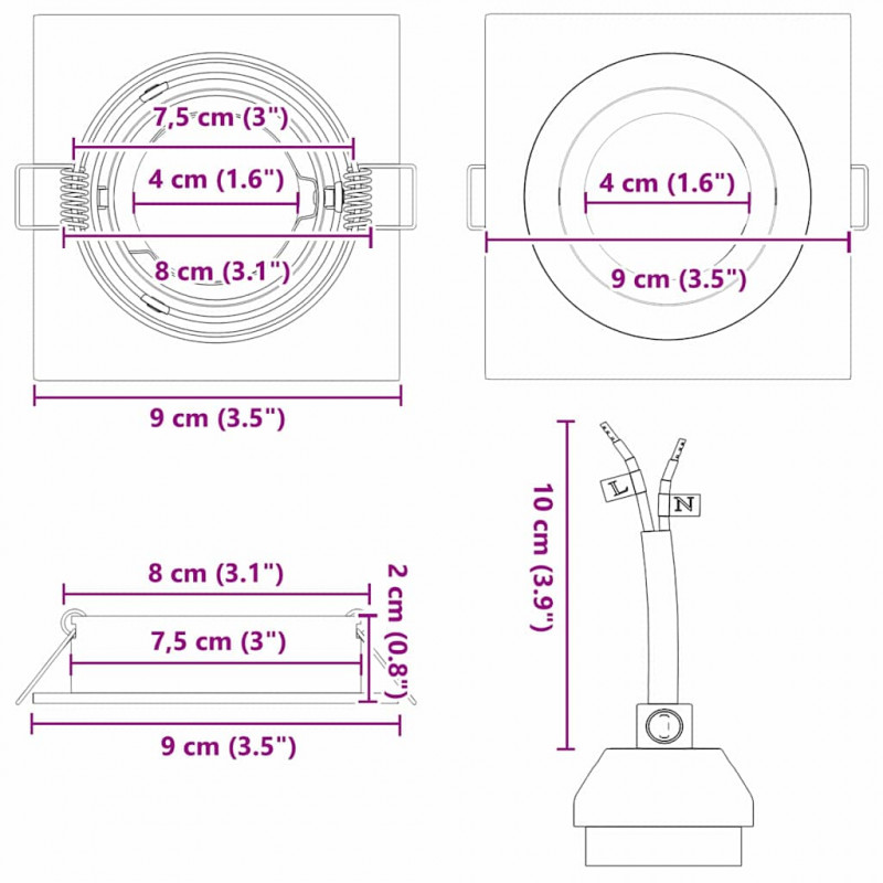 Reflektor 24 pcs Srebrny 9 x 9 x 2 cm Aluminium