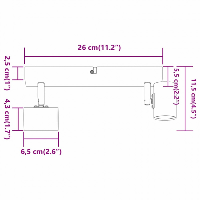 Reflektor sufitowy Nikiel 26 x 6,5 x 11,5 cm Metal