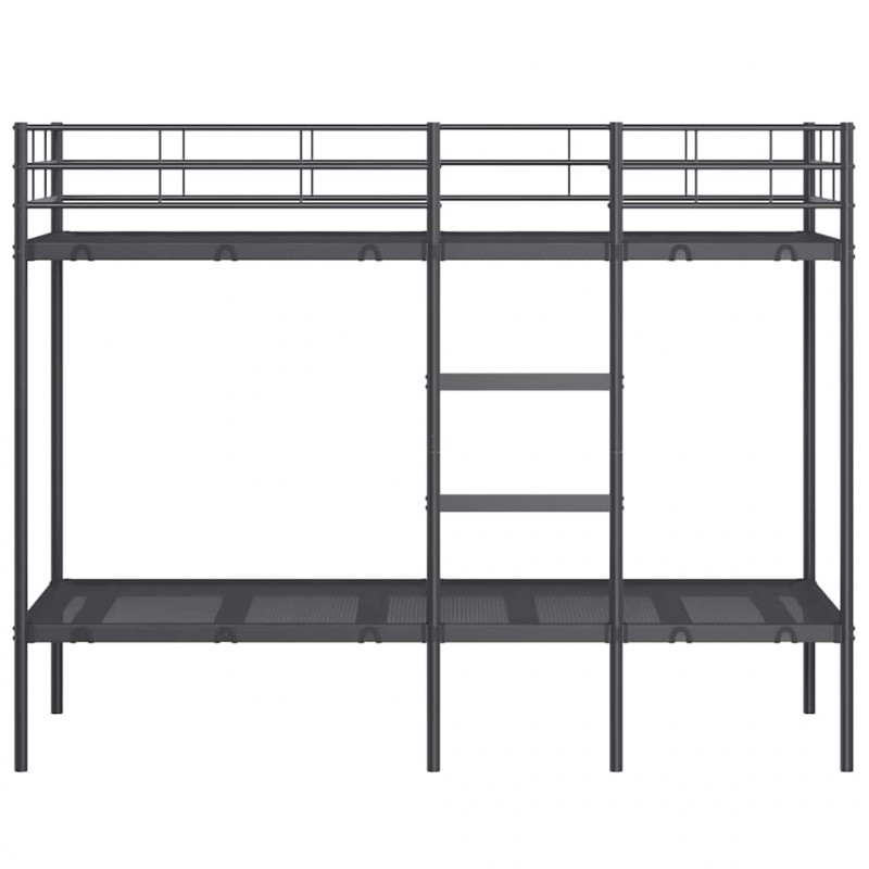 Łóżko piętrowe bez materaca, czarne, 75x190 cm, stal