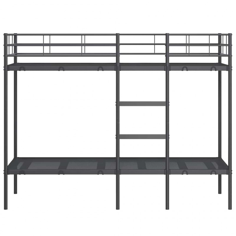 Łóżko piętrowe bez materaca, czarne, 80x200 cm, stal