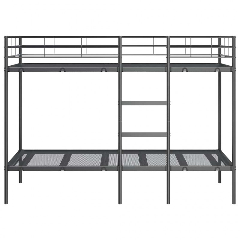 Łóżko piętrowe bez materaca, czarne, 90x200 cm, stal
