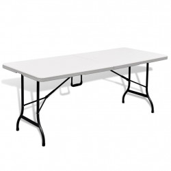 Składany stolik ogrodowy, biały, 180x75x74 cm, HDPE