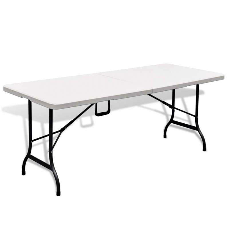 Składany stolik ogrodowy, biały, 180x75x74 cm, HDPE