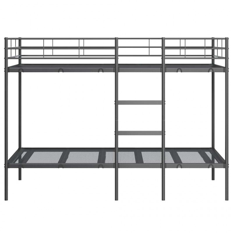 Łóżko piętrowe bez materaca, czarne, 107x203 cm, stal