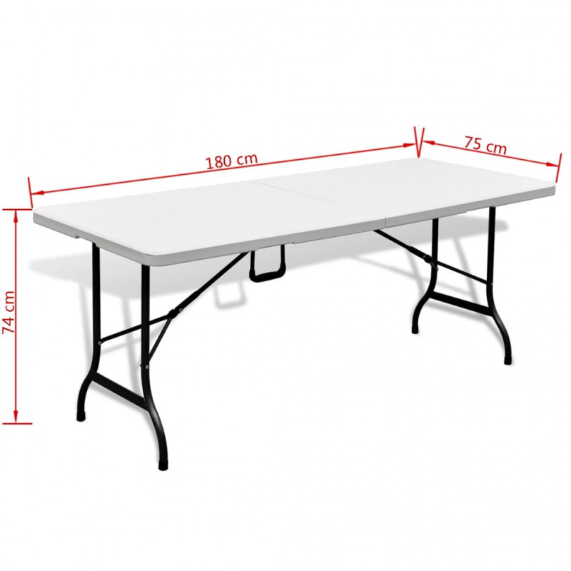 Składany stolik ogrodowy, biały, 180x75x74 cm, HDPE