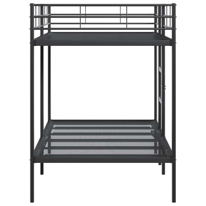 Łóżko piętrowe bez materaca, czarne, 107x203 cm, stal