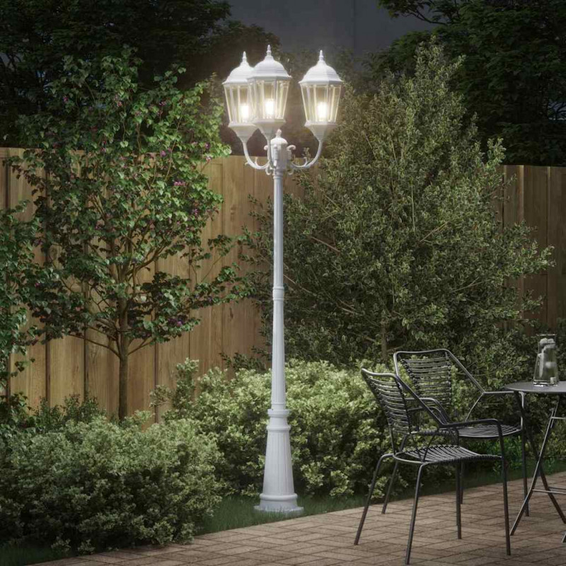 Lampa ogrodowa Biały 61 x 53 x 235 cm Aluminium i szkło